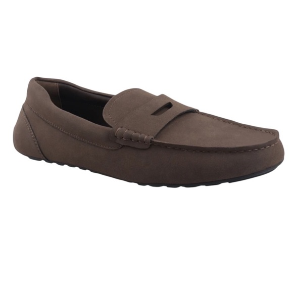 Alfani Marco Men’s Slip-On Penny Loafer Driver Brown Faux Suede - Picture 1 of 4